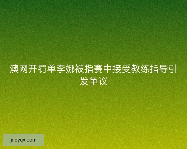澳网开罚单李娜被指赛中接受教练指导引发争议